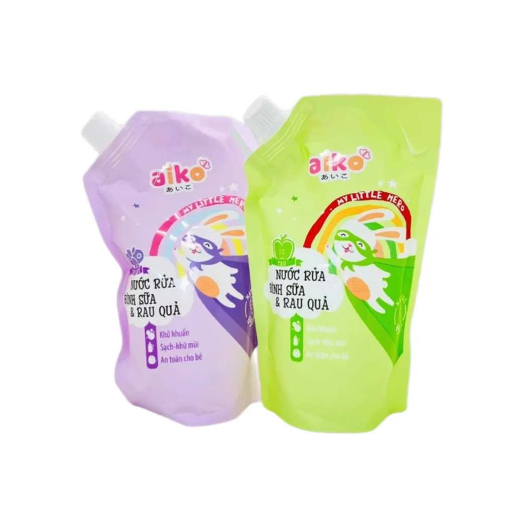 Ảnh Nước Rửa Bình Sữa Aiko Hương Trái Cây & Hương Táo Dạng Chai 500ml/Túi 650ml 1