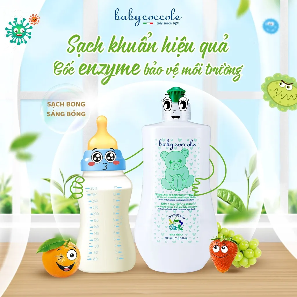 Ảnh Nước rửa bình sữa Babycoccole Chiết xuất cỏ xạ hương và lô hội 400ml 1