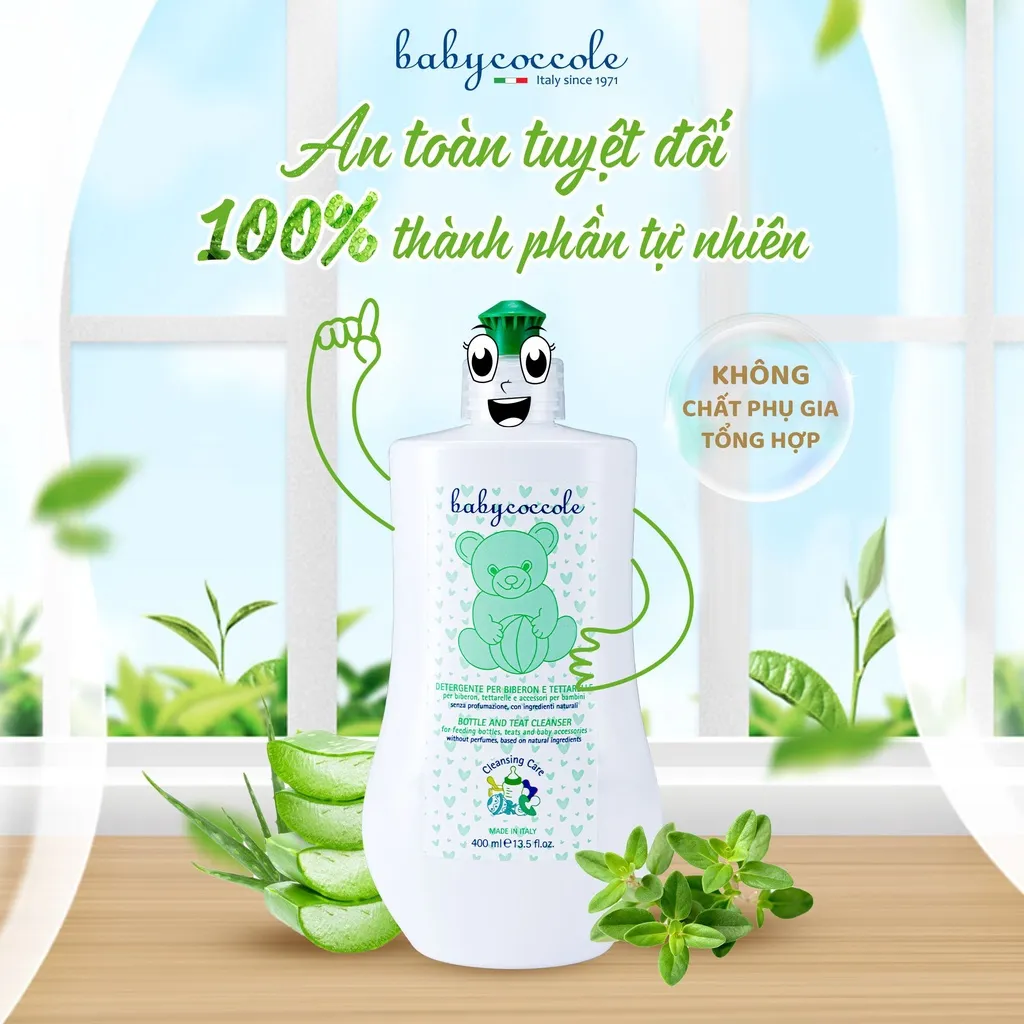 Ảnh Nước rửa bình sữa Babycoccole Chiết xuất cỏ xạ hương và lô hội 400ml 2