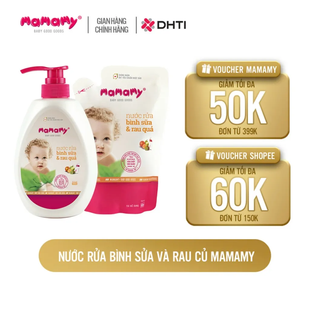Ảnh Nước rửa bình sữa Mamamy an toàn cho bé, rửa được rau củ quả thành phần thiên nhiên, an toàn chai/túi 600ml 2