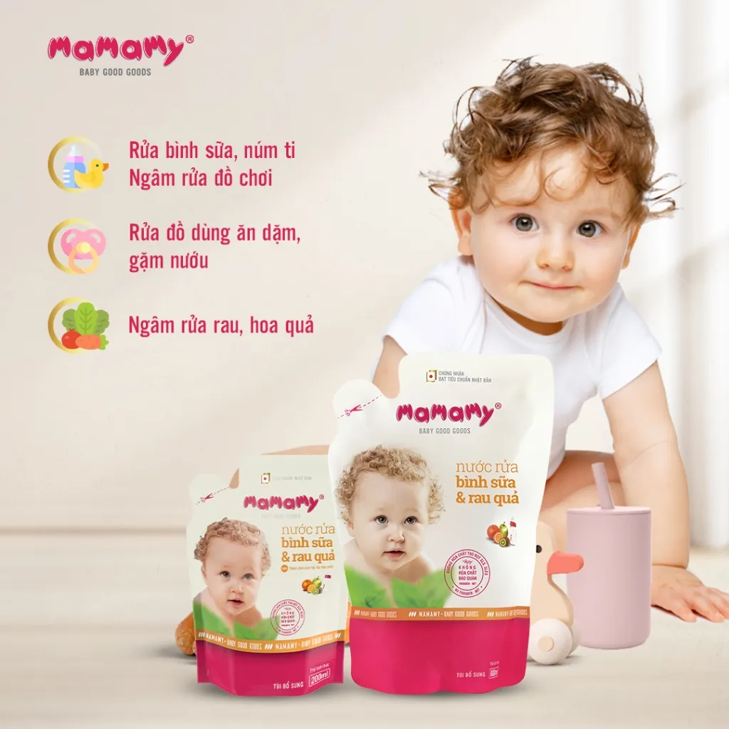 Ảnh Nước rửa bình sữa Mamamy an toàn cho bé, rửa được rau củ quả thành phần thiên nhiên, an toàn chai/túi 600ml 3