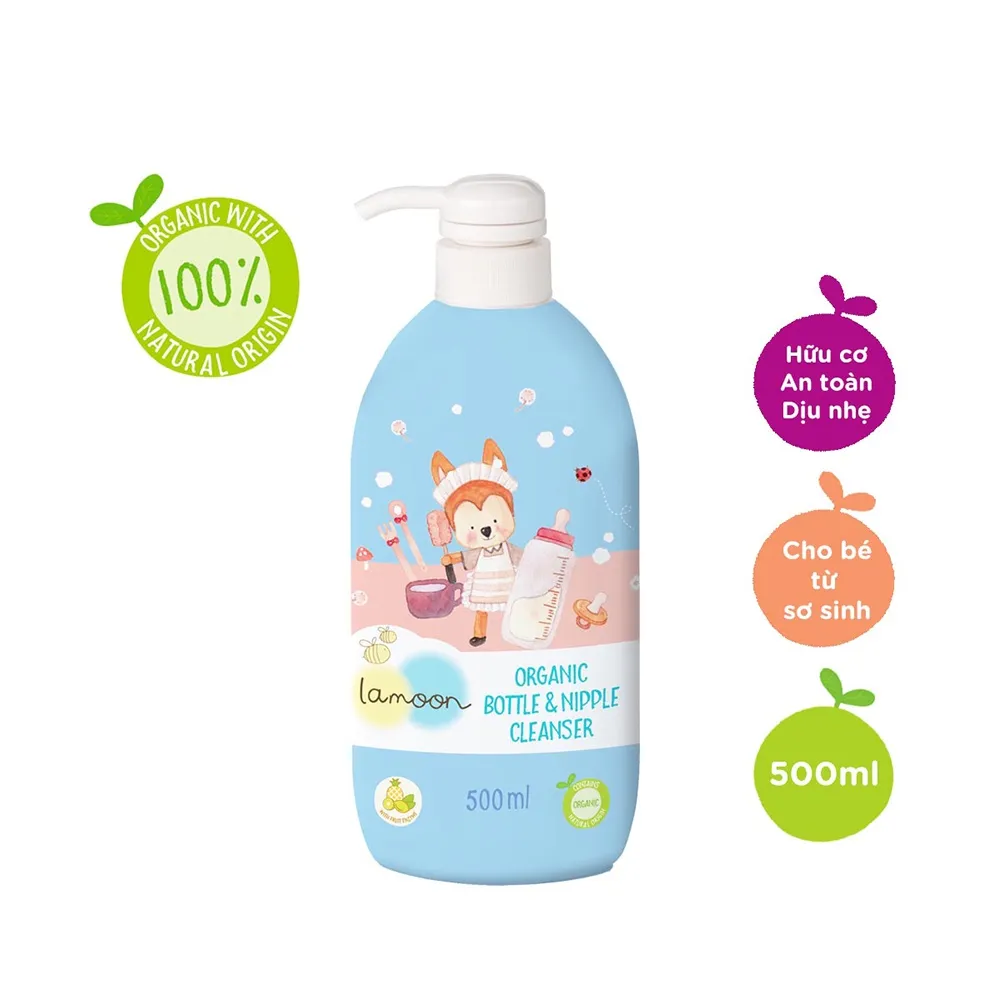 Ảnh Nước rửa bình sữa Organic an toàn cho bé Lamoon - Bình 500ml 2