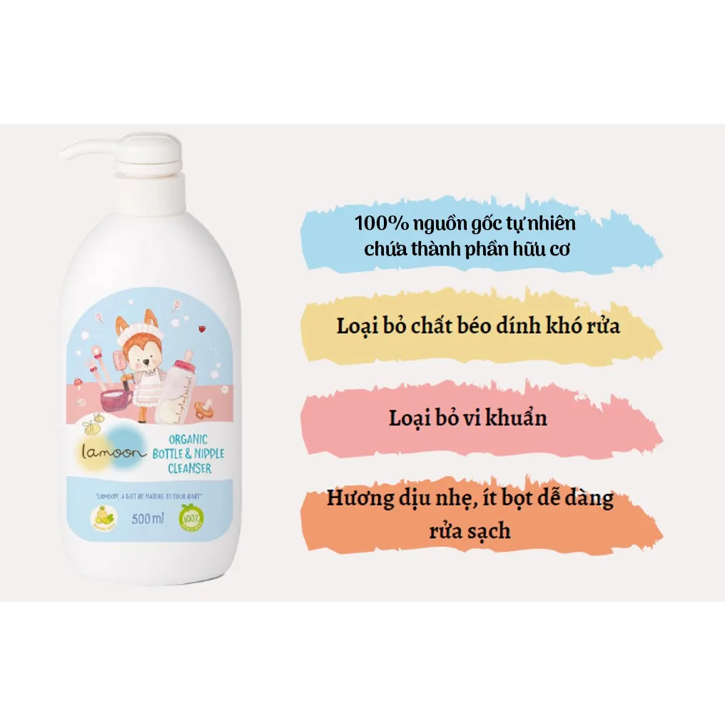 Ảnh Nước rửa bình sữa Organic cho bé Lamoon - Túi 450ml 2