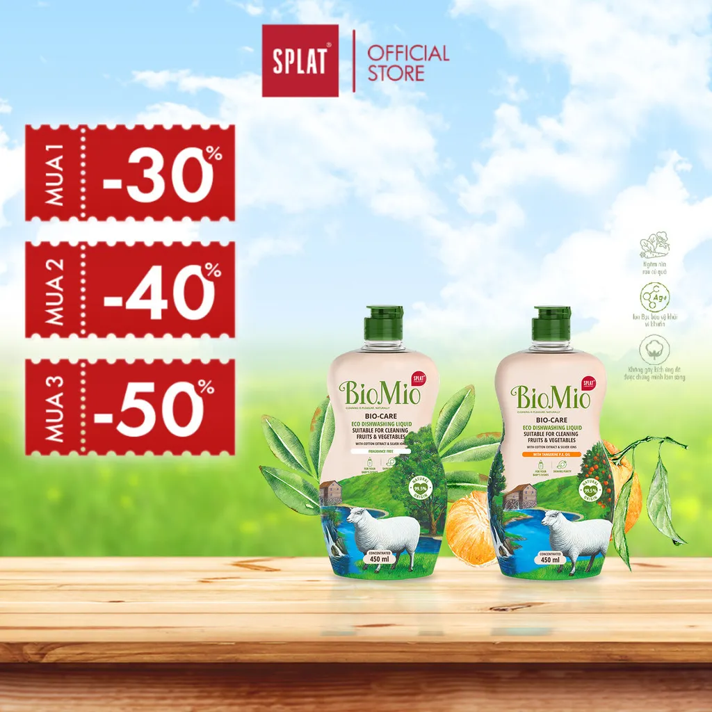 Ảnh Nước rửa chén bát hữu cơ BIOMIO BIO-CARE 450ml đa năng an toàn rửa được trái cây rau chén bát em bé 2