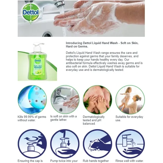 Ảnh Nước rửa tay diệt khuẩn dettol liquid hand wash 250ml Healthy Care Extate Official Mall 3