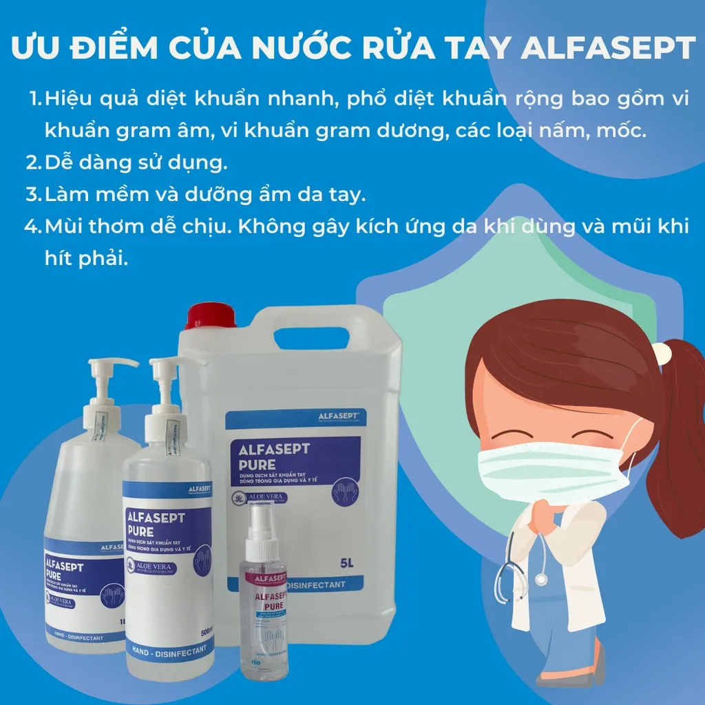 Ảnh Nước Rửa Tay Khô ALFASEPT Pure An Toàn Cho Da Nhạy Cảm, Giúp Diệt Khuẩn Nhanh Chóng Và Hiệu Quả Lọ 500ml 4