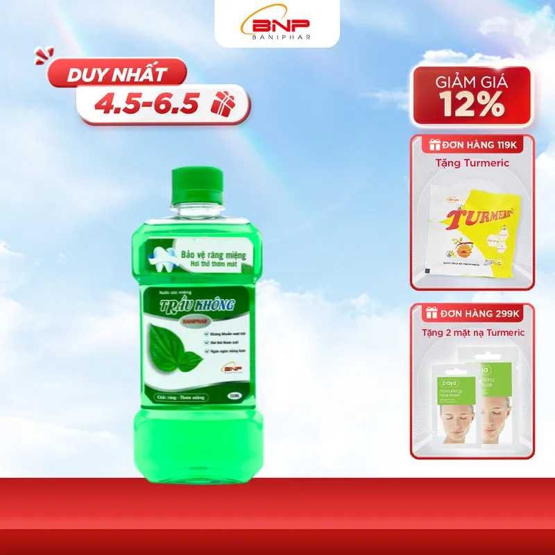 Ảnh Nước súc miệng diệt khuẩn chống hôi miệng, sâu răng Trầu không Baniphar 350ml 1