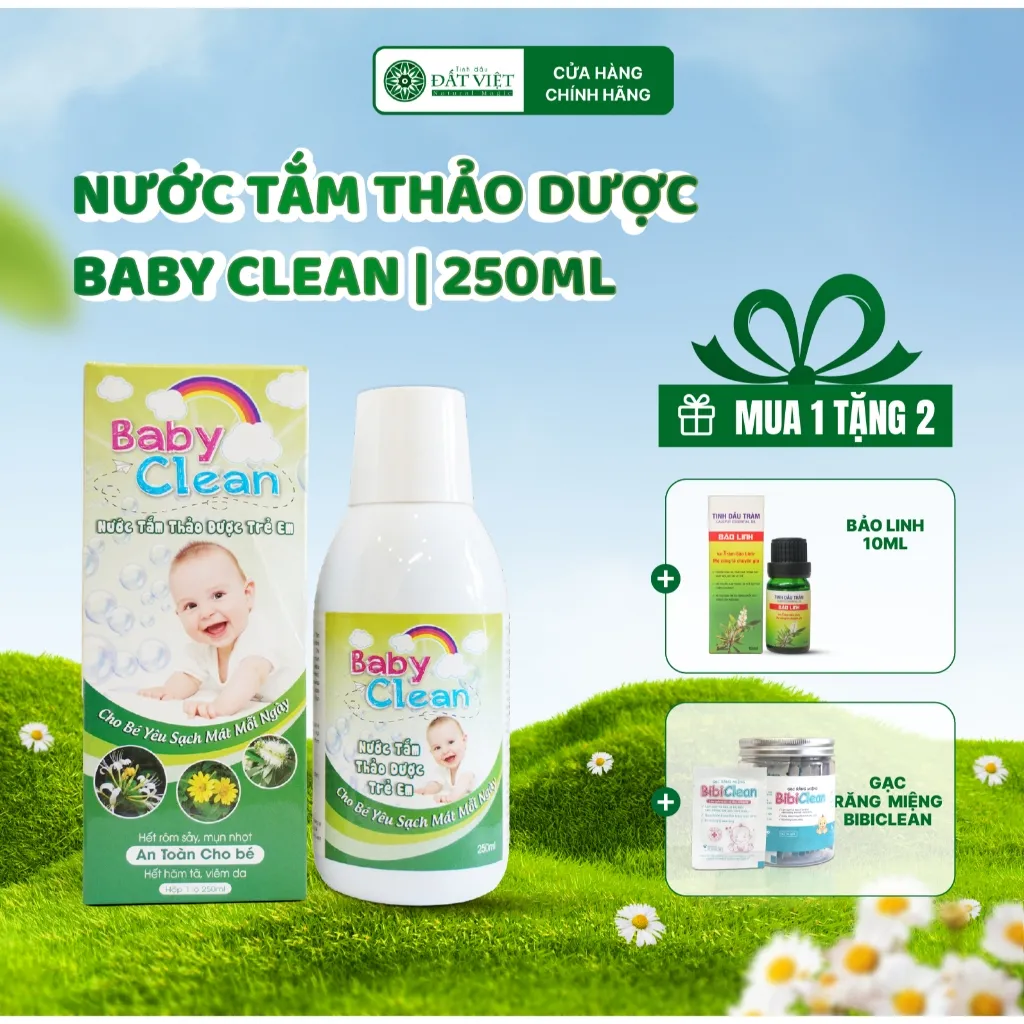 Ảnh Nước tắm thảo dược cho bé Baby Clean 250ml giảm rôm sảy, hăm tã, làm sạch và mát cơ thể cho bé 1