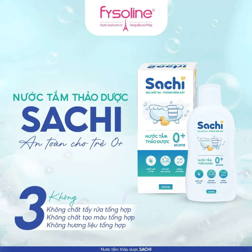 Ảnh Nước tắm thảo dược SACHI dịu mát da, phòng rôm sảy, mẩn ngứa, hăm tã, bảo vệ làn da cho bé chai 250ml 3