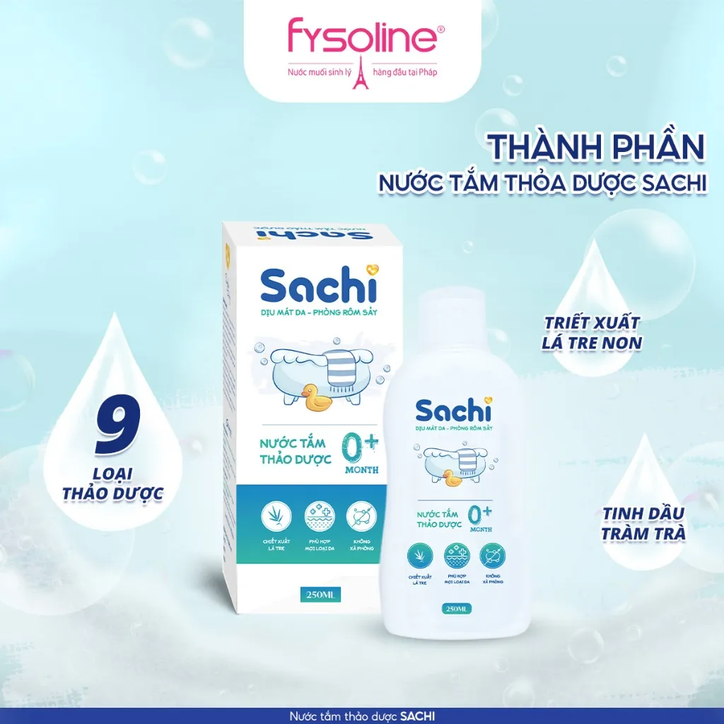 Ảnh Nước tắm thảo dược SACHI dịu mát da, phòng rôm sảy, mẩn ngứa, hăm tã, bảo vệ làn da cho bé chai 250ml 4