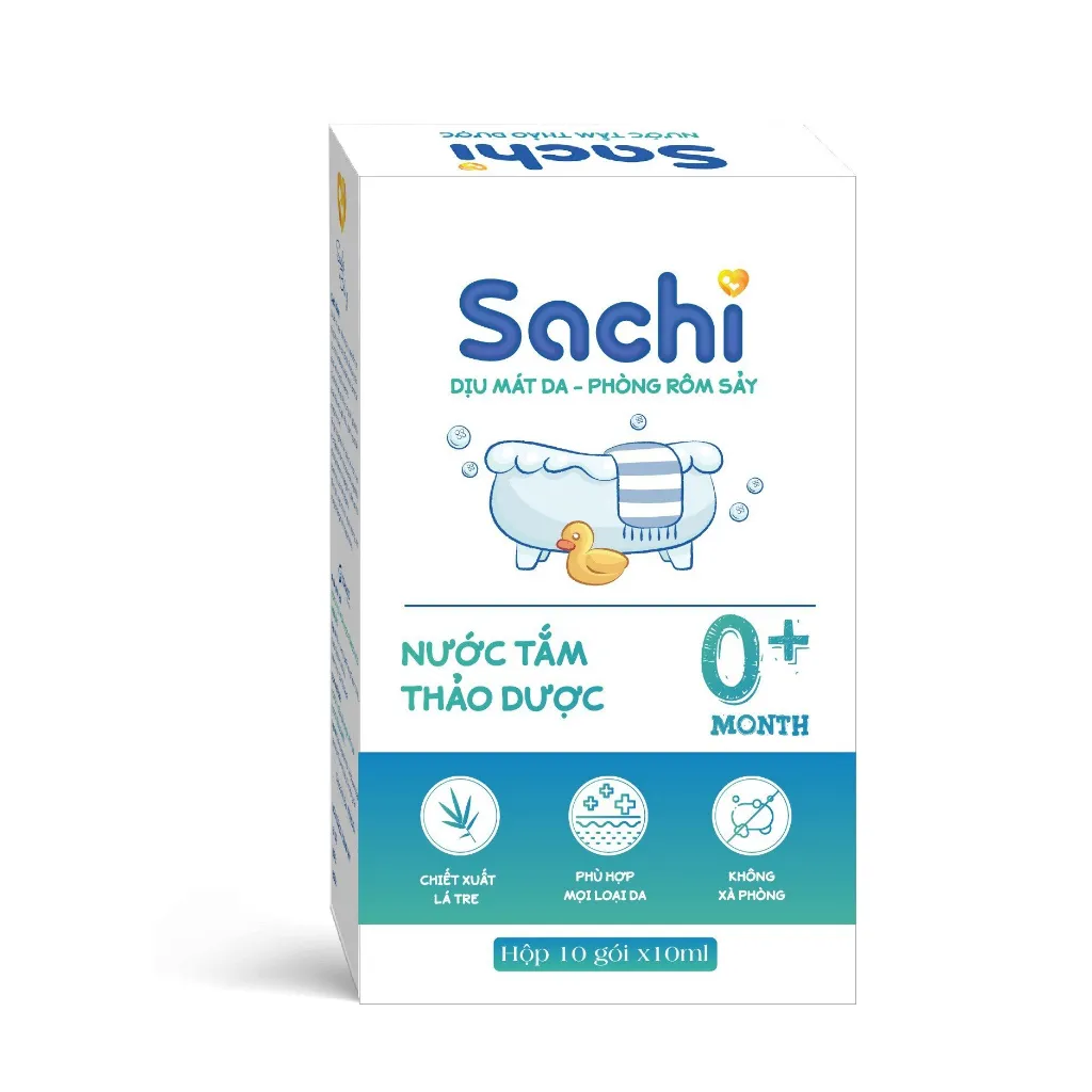 Ảnh Nước tắm thảo dược SACHI dịu mát da, phòng rôm sảy, mẩn ngứa, hăm tã, bảo vệ làn da cho bé hộp 10 gói x 10ml 1