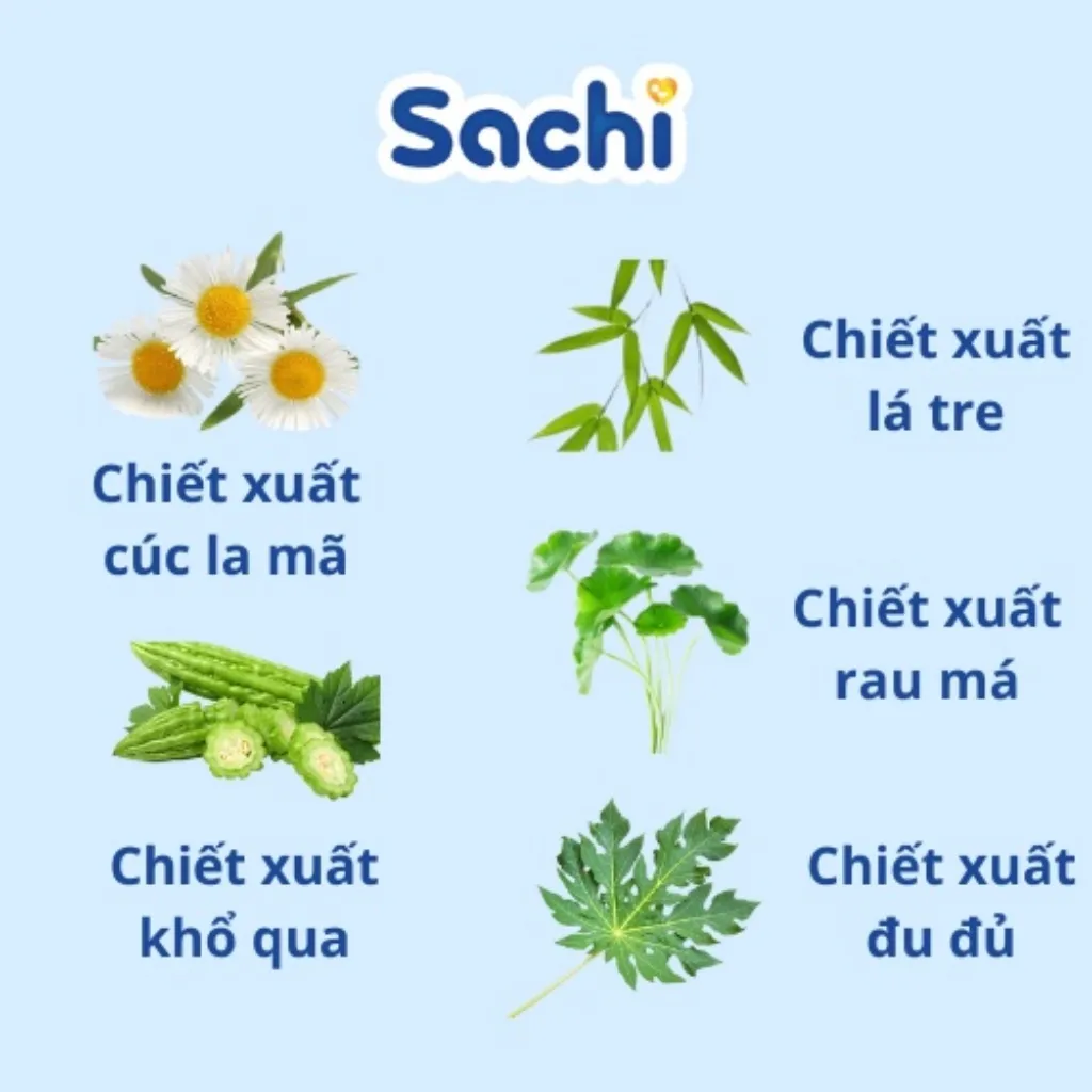 Ảnh Nước tắm thảo dược SACHI dịu mát da, phòng rôm sảy, mẩn ngứa, hăm tã, bảo vệ làn da cho bé hộp 10 gói x 10ml 4
