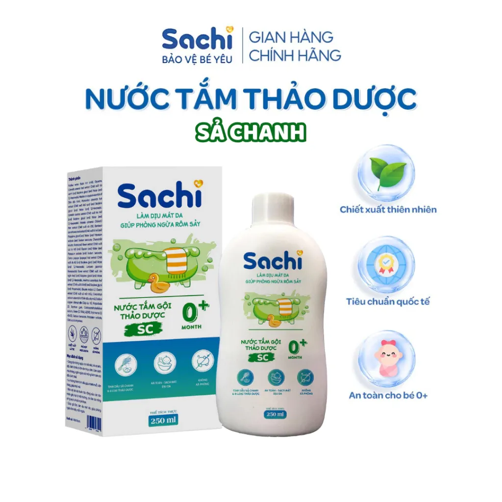 Ảnh Nước Tắm Thảo Dược Sachi Sả Chanh 250ml - Tự Nhiên Dịu Mát Da, Ngừa Rôm Sảy Cho Bé Từ Sơ Sinh 2