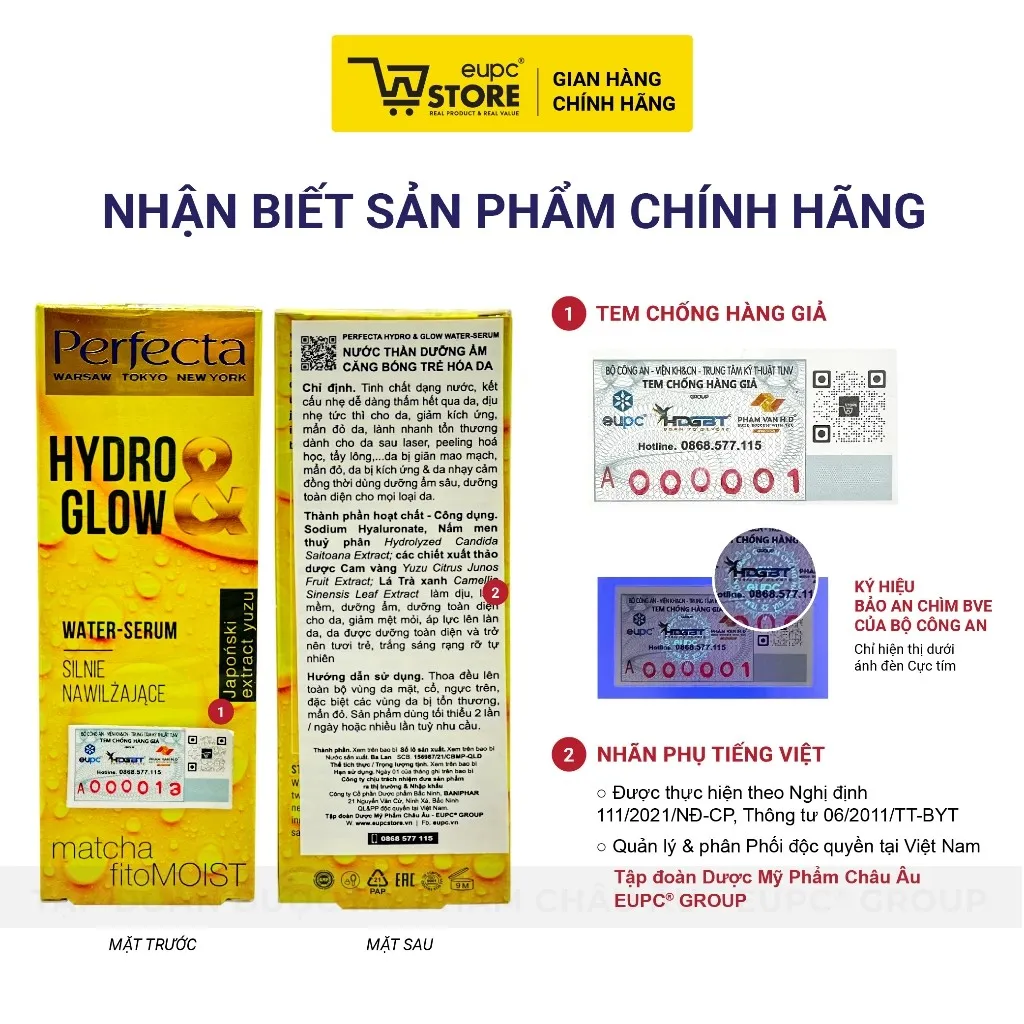 Ảnh Nước Thần Dưỡng Ẩm Căng Bóng Trẻ Hóa Da Perfecta Hydro & Glow 110ml Dịu Nhẹ, Hỗ Trợ Giảm Mẩn Đỏ Da EUPC STORE 3