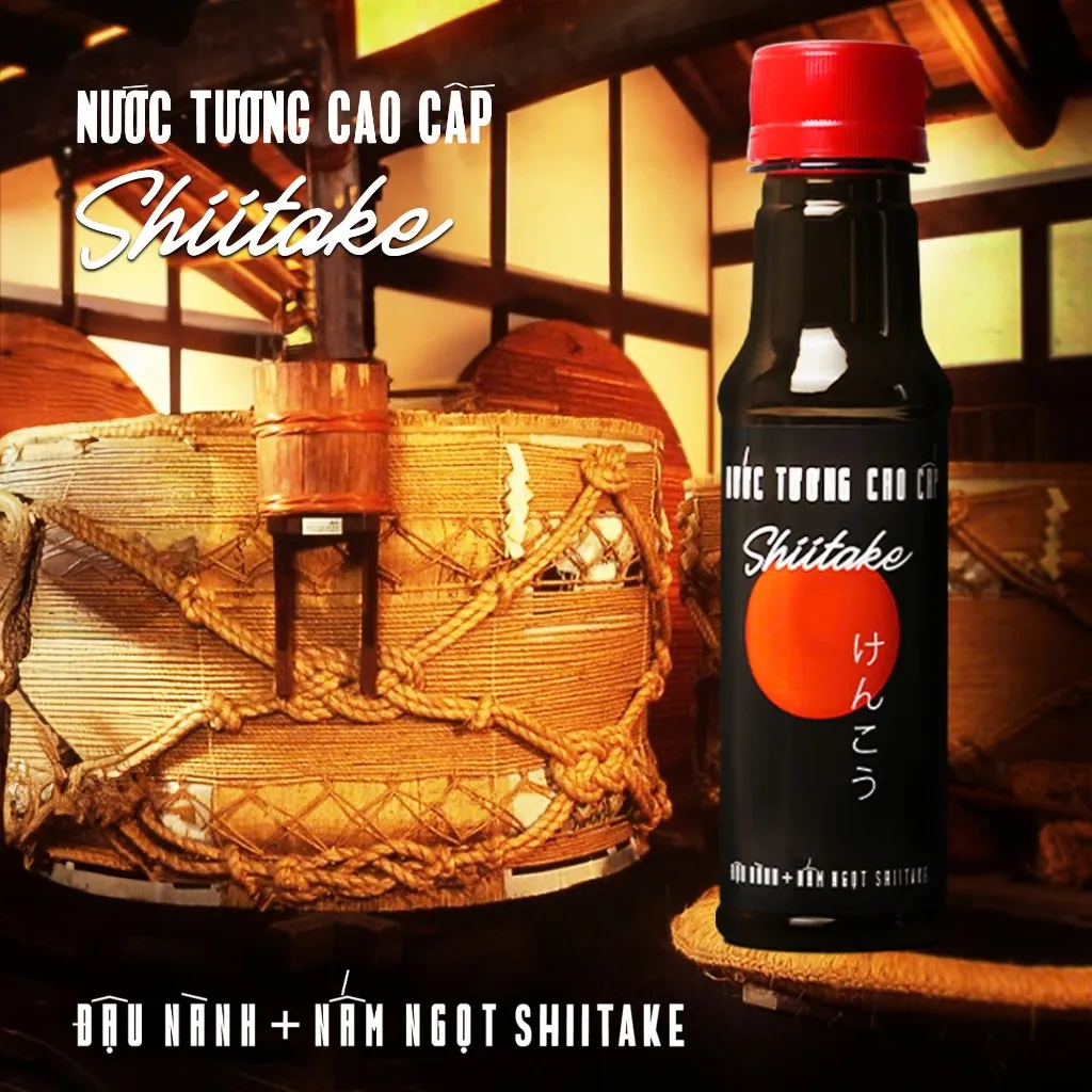 Ảnh Nước tương cao cấp Shiitake lên men tự nhiên từ đậu nành và nấm ngọt Shiitake, chai nhựa 125ml/chai Làng Chài Xưa 2