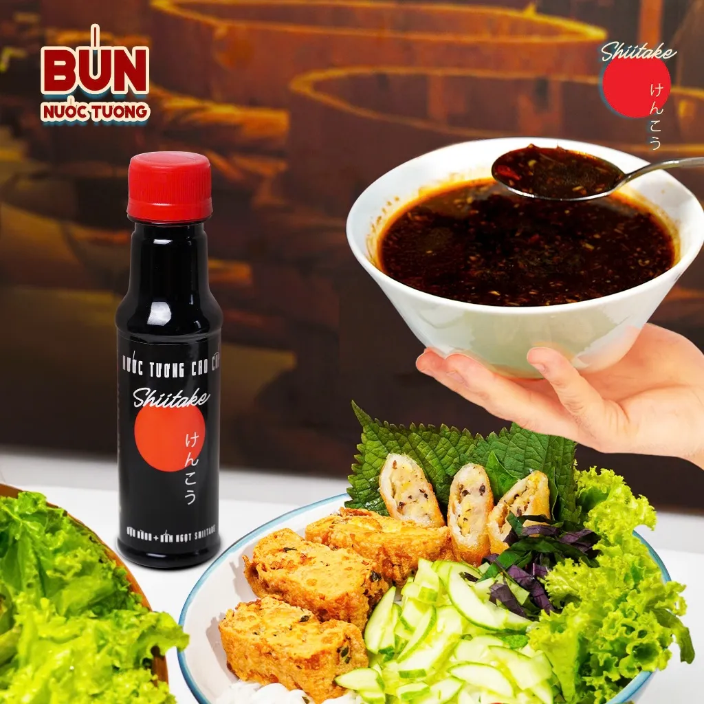 Ảnh Nước tương cao cấp Shiitake lên men tự nhiên từ đậu nành và nấm ngọt Shiitake, chai nhựa 125ml/chai Làng Chài Xưa 3