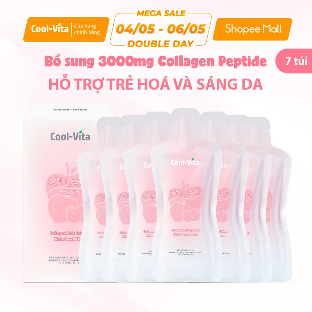 Ảnh Nước Uống Collagen Peptide Coolvita Hỗ Trợ Trẻ Hóa Sáng Da, Cải Thiện Sức Khỏe Tóc Móng (45ml× 7 túi)/hộp 1