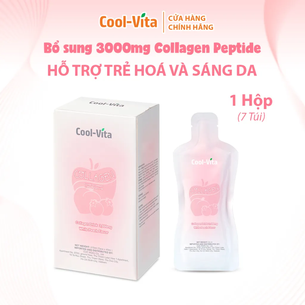 Ảnh Nước Uống Collagen Peptide Coolvita Hỗ Trợ Trẻ Hóa Sáng Da, Cải Thiện Sức Khỏe Tóc Móng (45ml× 7 túi)/hộp 3