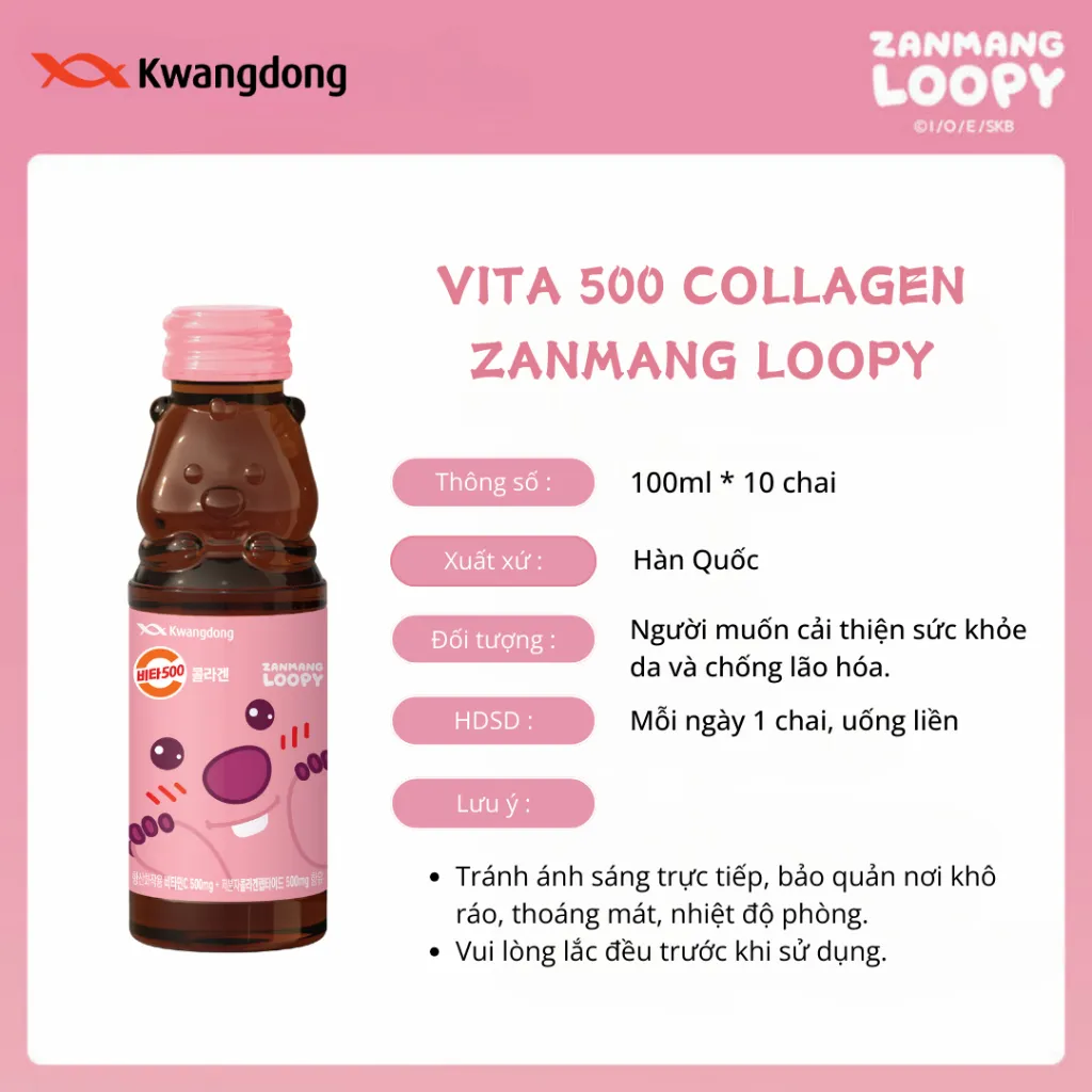 Ảnh Nước uống đóng chai bổ sung Collagen và Vitamin C Vita 500 Kwangdong làm đẹp da, chống lão hóa 100ml 2