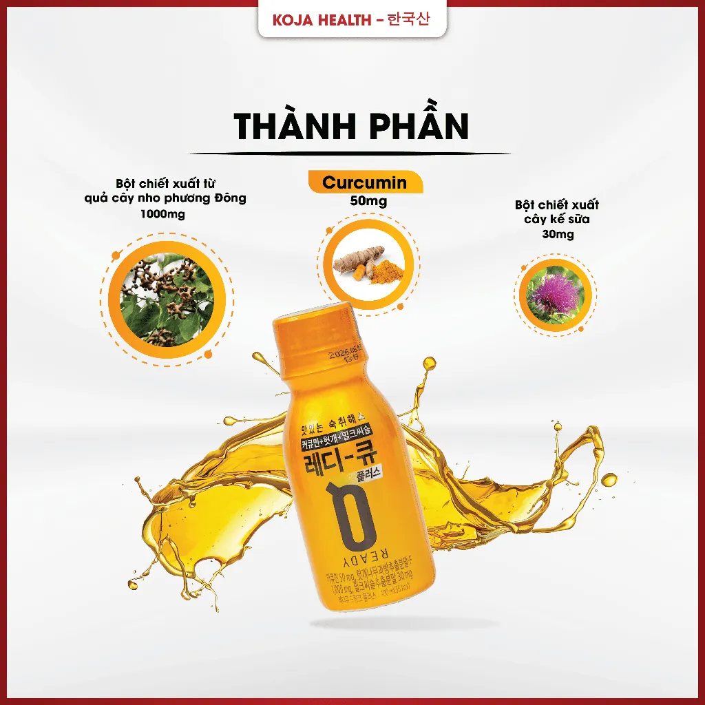 Ảnh Nước uống giải rượu, thải độc gan Hàn Quốc Ready Q hộp 10 chai x 100ml Korean Red Ginseng 2