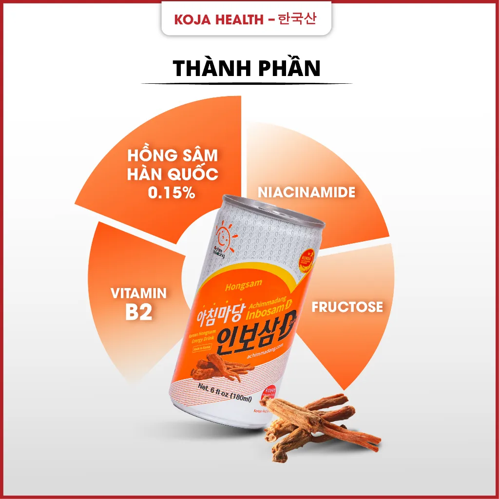 Ảnh Nước Uống Hồng Sâm Inbosam D Korean Red Ginseng Hộp 30 lon x 180ml 2