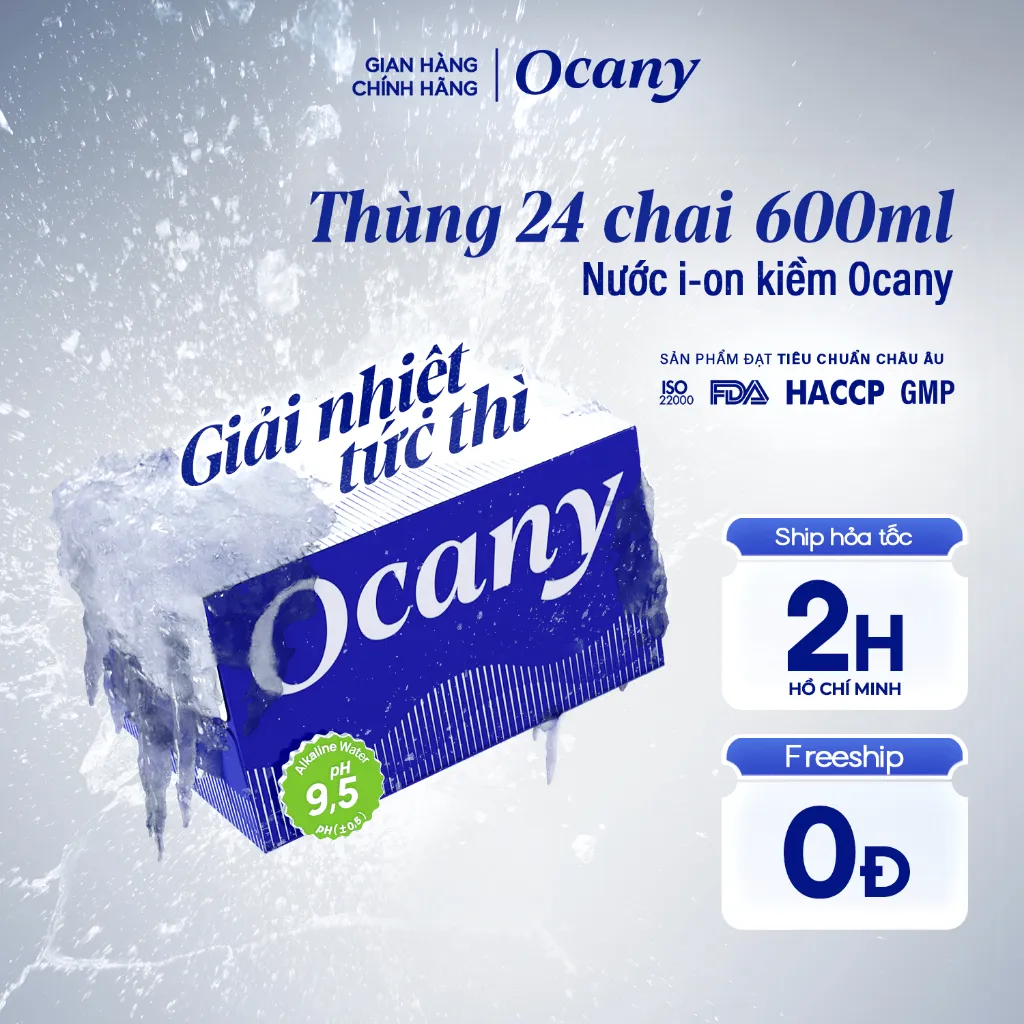 Ảnh Nước uống ion kiềm đóng chai Ocany pH 9.5 trung hòa axit dạ dày 1