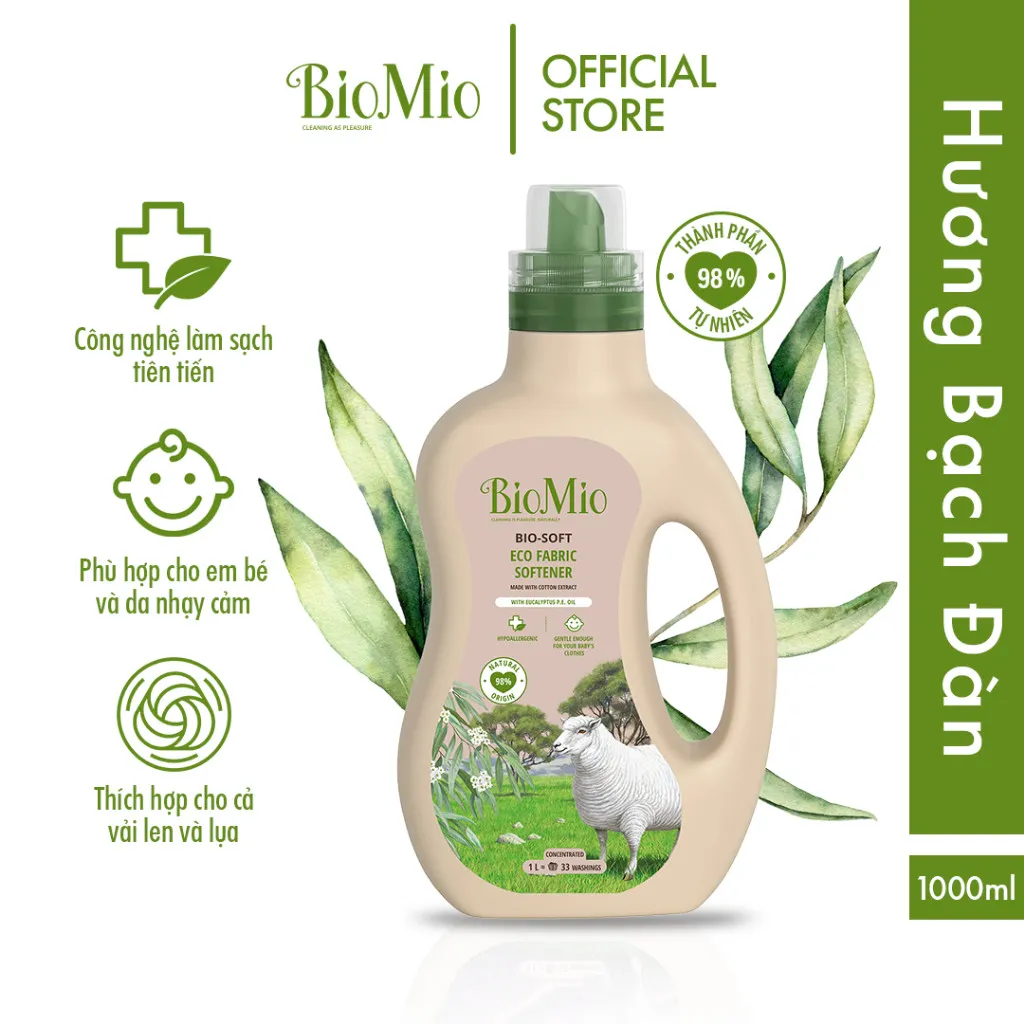 Ảnh Nước xả vải hữu cơ BioMio BIO-SOFT 1000ml hương thơm tự nhiên, an toàn cho da nhạy cảm Date 2026 2