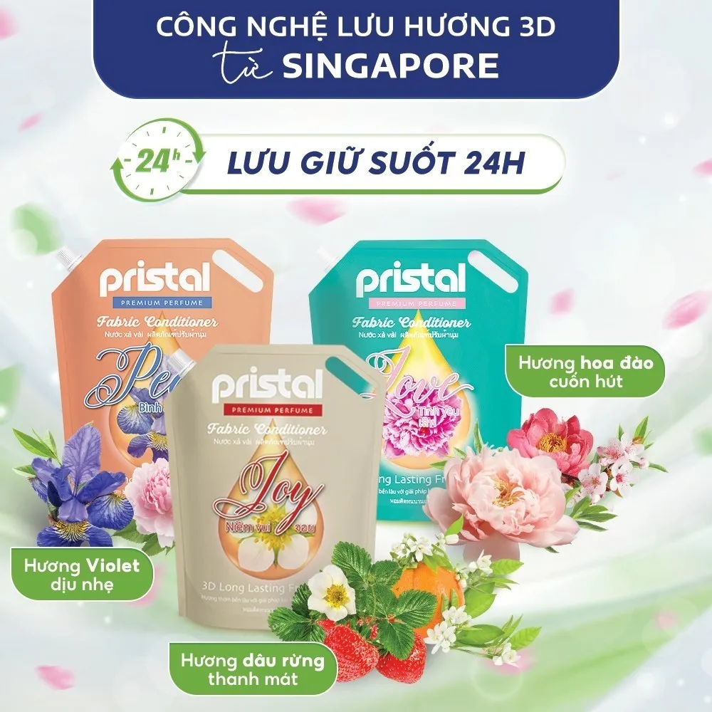 Ảnh Nước xả vải sinh học Pristal Love hương hoa đào, nước xả 2L lưu hương thơm cực lâu an toàn cho da em bé 4