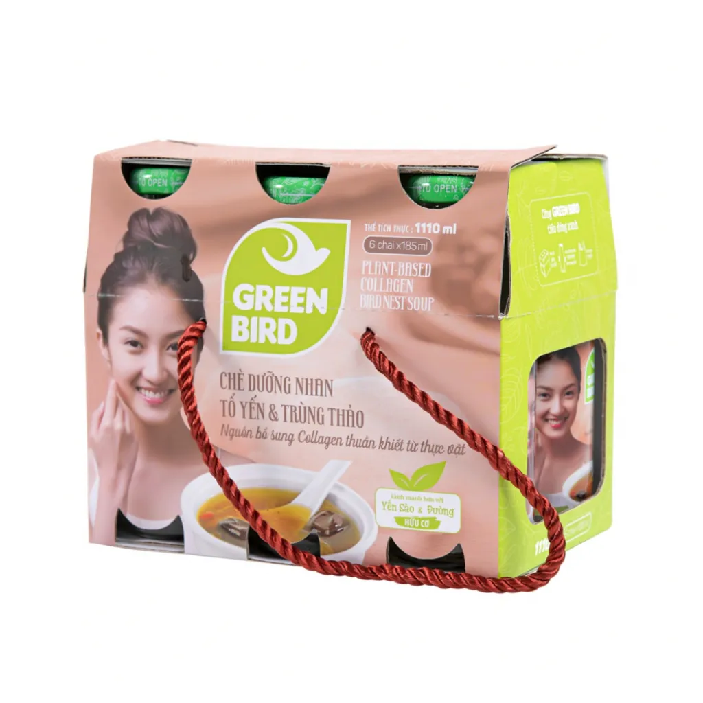 Ảnh Nước yến Dưỡng Nhan Tổ Yến và Trùng Thảo - Green Bird - Lốc 6 chai - 175ml/chai 1