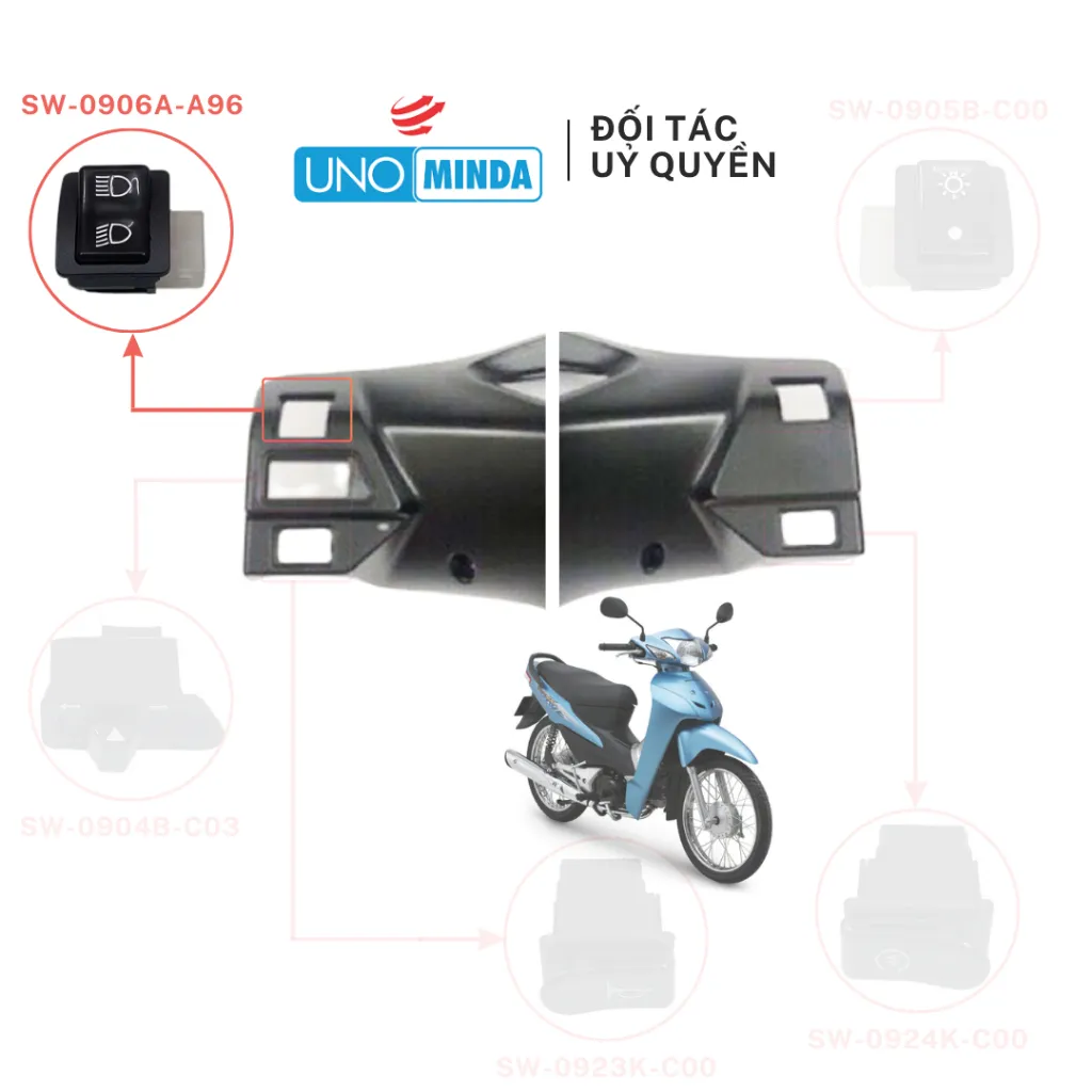 Ảnh Nút pha cos Uno Minda mã SW-0906A-A96 lắp cho Wave Alpha, RS, RSX, Future, AirBlade 2