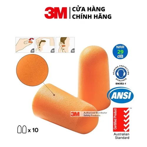 Ảnh Nút tai dạng bọt xốp không dây giảm ồn 3M™ 1100 1