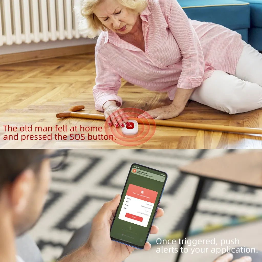Ảnh Nút wifi gọi khẩn cấp gọi hỗ trợ người già, bệnh nhân báo về điện thoại app tuya Smartlife 3