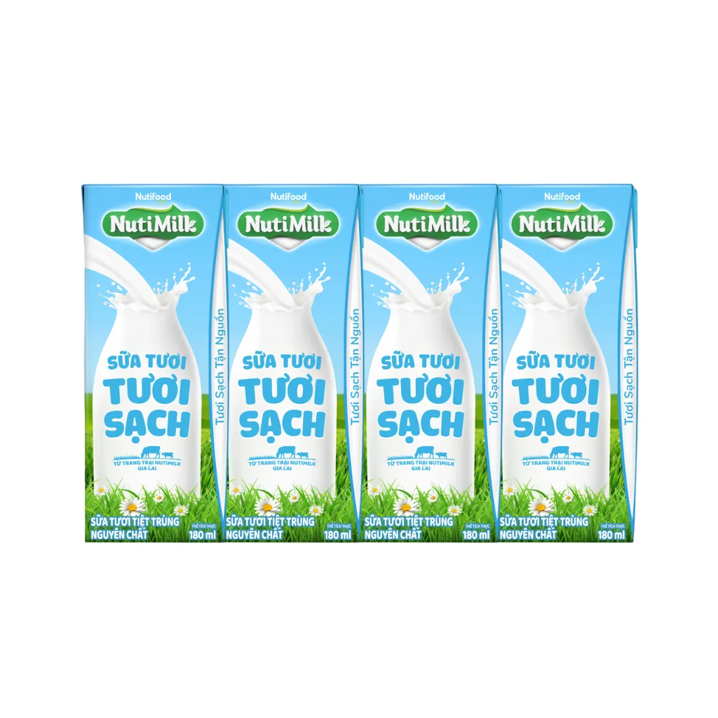 Ảnh NutiMilk Sữa Tươi Tươi Sạch Nguyên Chất Hộp 180ml Thùng 24 Hộp (180ml x 24 hộp) 1