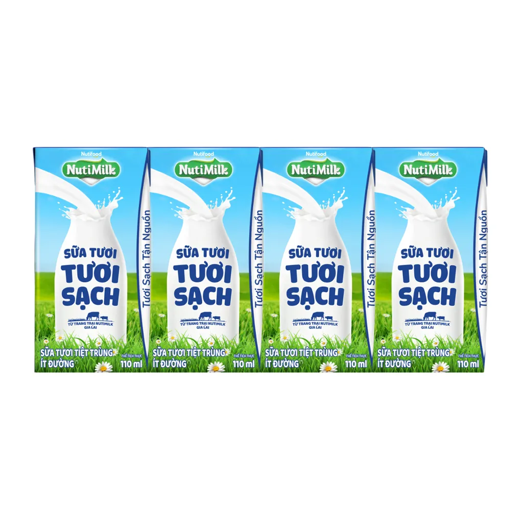 Ảnh NutiMilk Sữa Tươi Tươi Sạch Ít Đường Hộp 110ml Thùng 24 Hộp (110ml x 24 hộp) 1