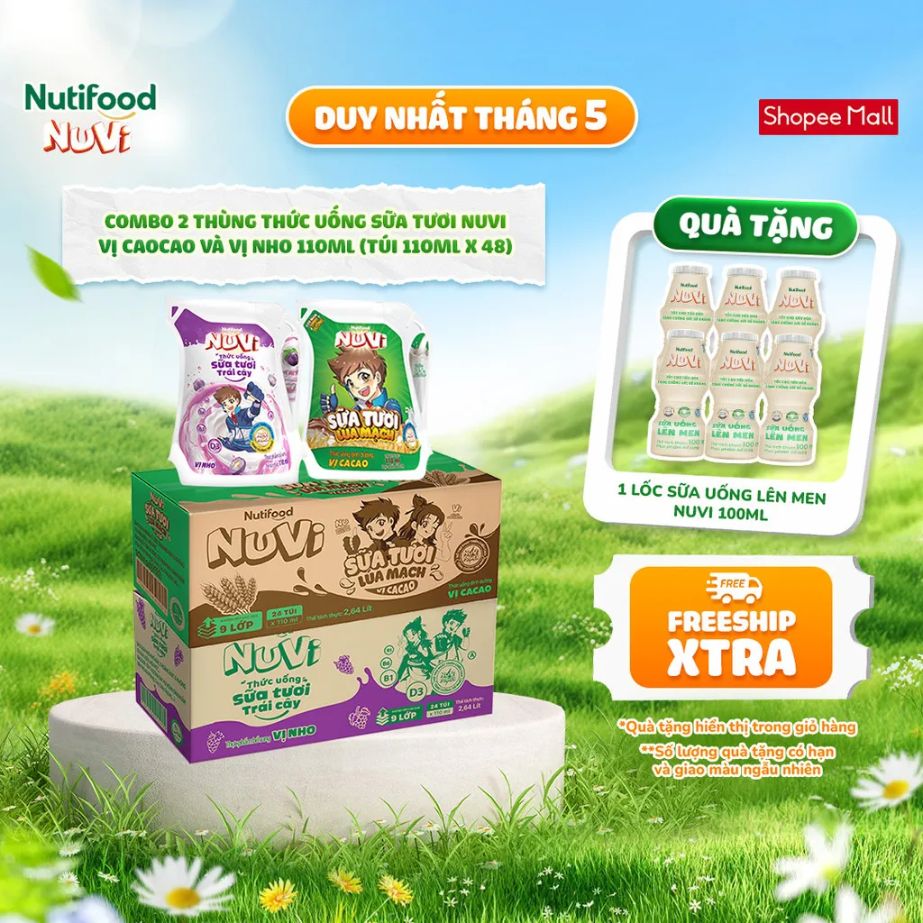 Ảnh NuVi Combo 2 Thùng Thức Uống Sữa Tươi Trái Cây 110ml (110ml x 48 gói) 1