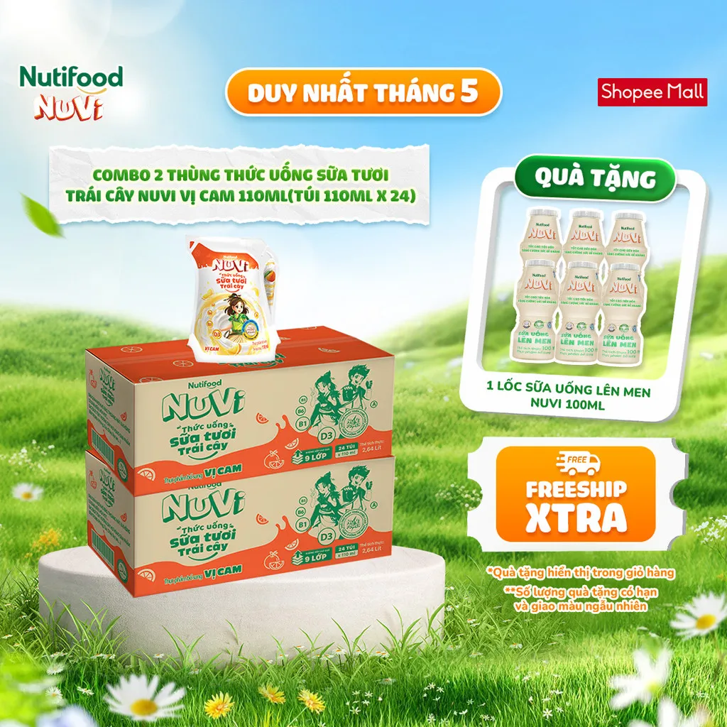 Ảnh NuVi Combo 2 Thùng Thức Uống Sữa Tươi Trái Cây 110ml (110ml x 48 gói) 3