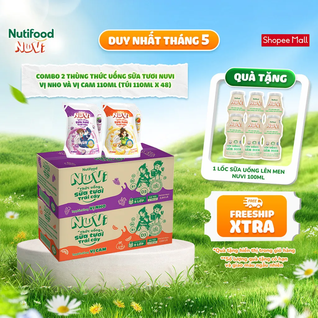 Ảnh NuVi Combo 2 Thùng Thức Uống Sữa Tươi Trái Cây 110ml (110ml x 48 gói) 4