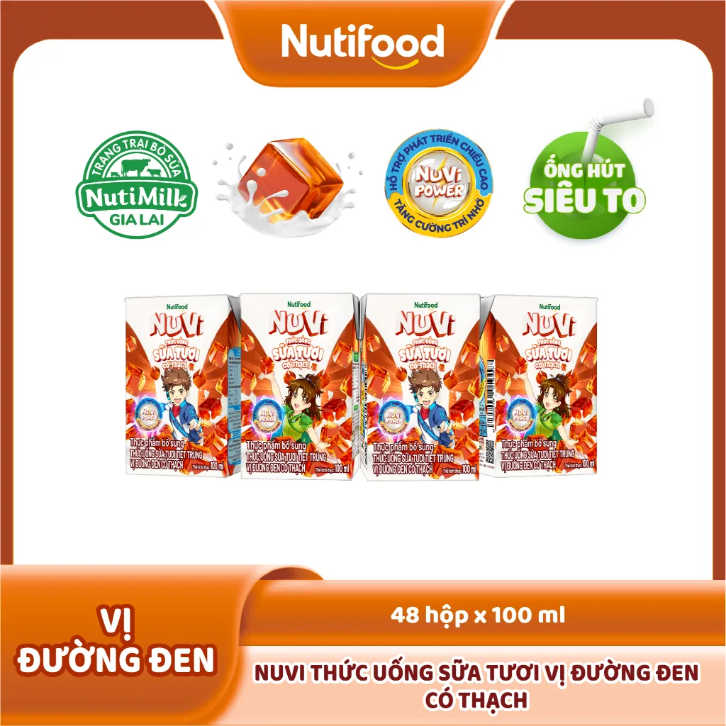 Ảnh NuVi Thức Uống Sữa Tươi Có Thạch Vị Đường Đen 100ml (Hộp 100ml x 48) 2