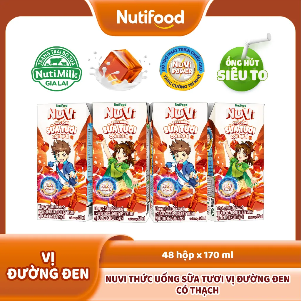 Ảnh NuVi Thức Uống Sữa Tươi Có Thạch Vị Đường Đen 170ml (Hộp 170ml x 48) 3