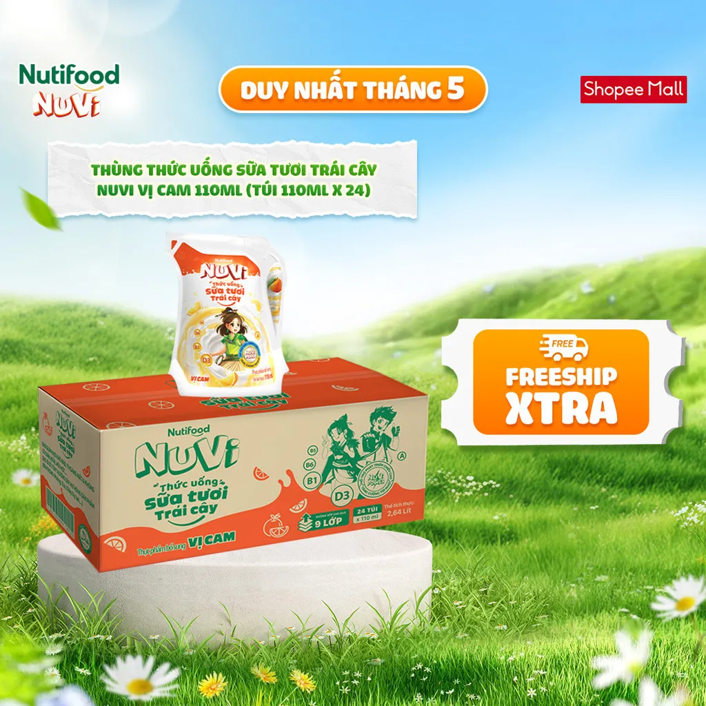 Ảnh NuVi Thùng Thức Uống Sữa Tươi Trái Cây 110ml (Túi 110ml x 24) 1
