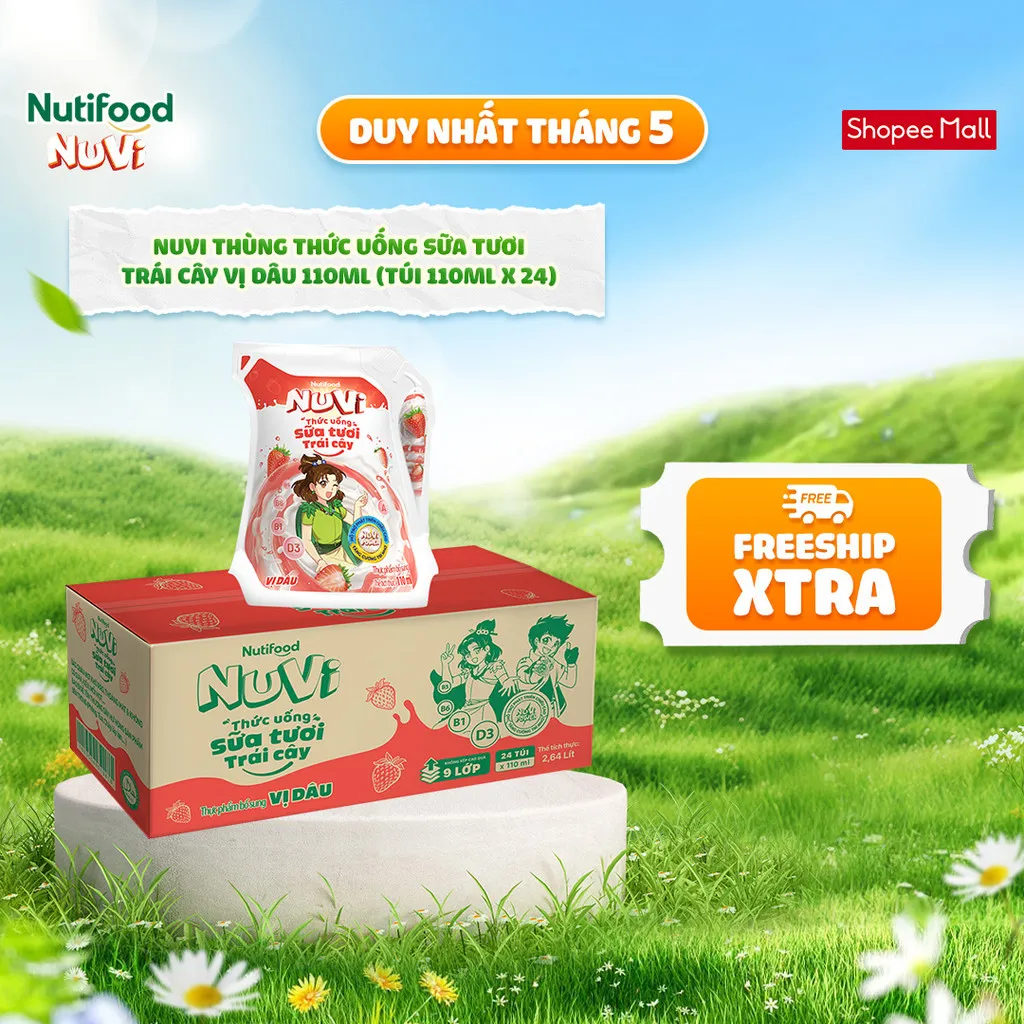 Ảnh NuVi Thùng Thức Uống Sữa Tươi Trái Cây 110ml (Túi 110ml x 24) 3