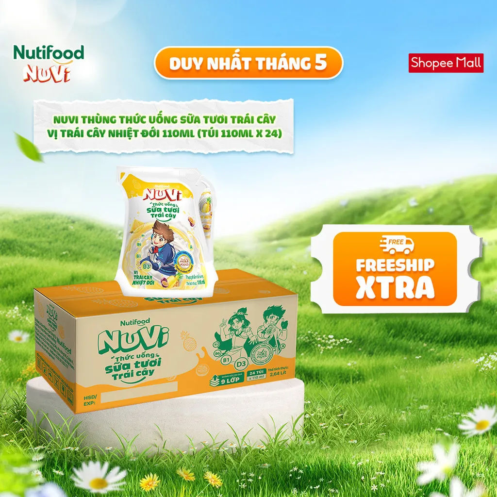 Ảnh NuVi Thùng Thức Uống Sữa Tươi Trái Cây 110ml (Túi 110ml x 24) 4