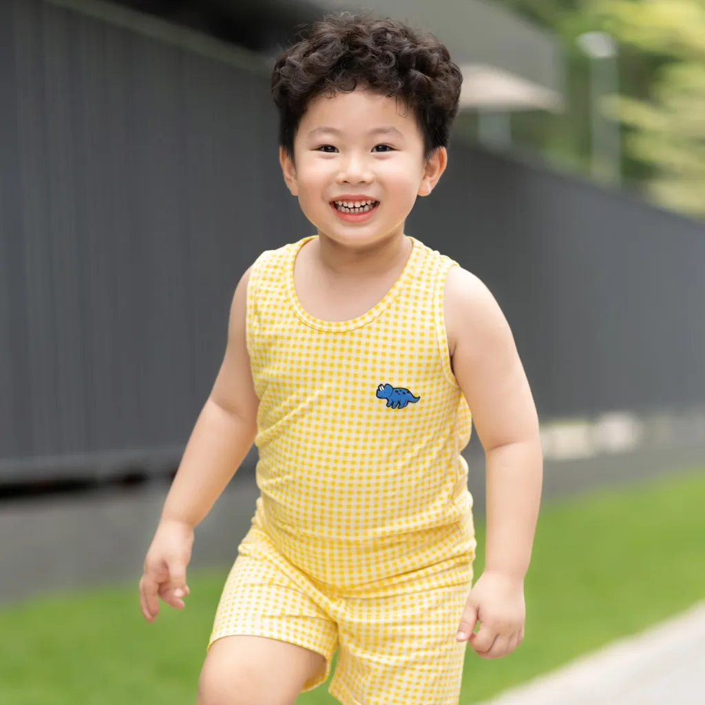 Ảnh Đồ bộ ba lỗ sát nách Cool Feel mịn siêu mỏng mát mặc nhà mùa hè cho bé trai và bé gái Unifriend Hàn Quốc U2023-37 2