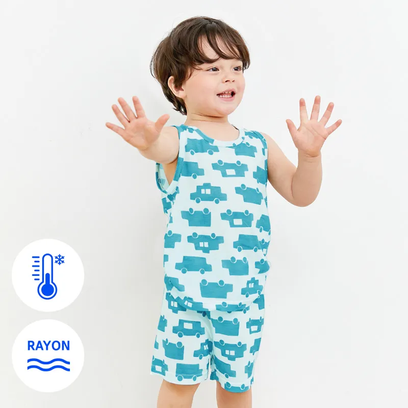 Ảnh Đồ bộ ba lỗ sát nách Cool Feel mịn siêu mỏng mát mặc nhà mùa hè cho bé trai và bé gái Unifriend Hàn Quốc U2023-37 4