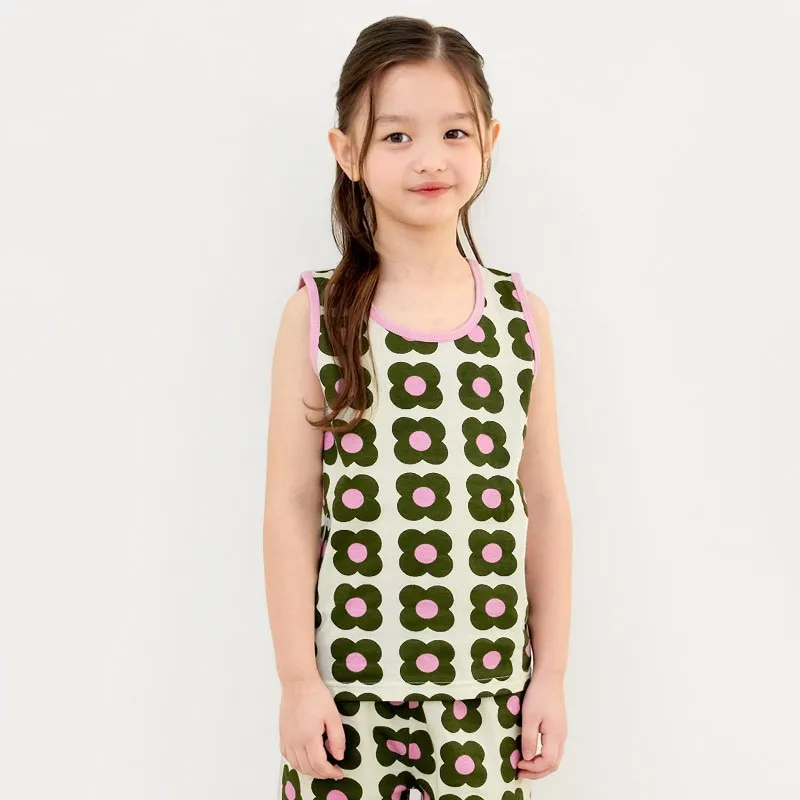 Ảnh Đồ bộ ba lỗ sát nách quần áo thun cotton mịn mặc nhà mùa hè cho bé gái và bé trai Unifriend Hàn Quốc U2023-38 3