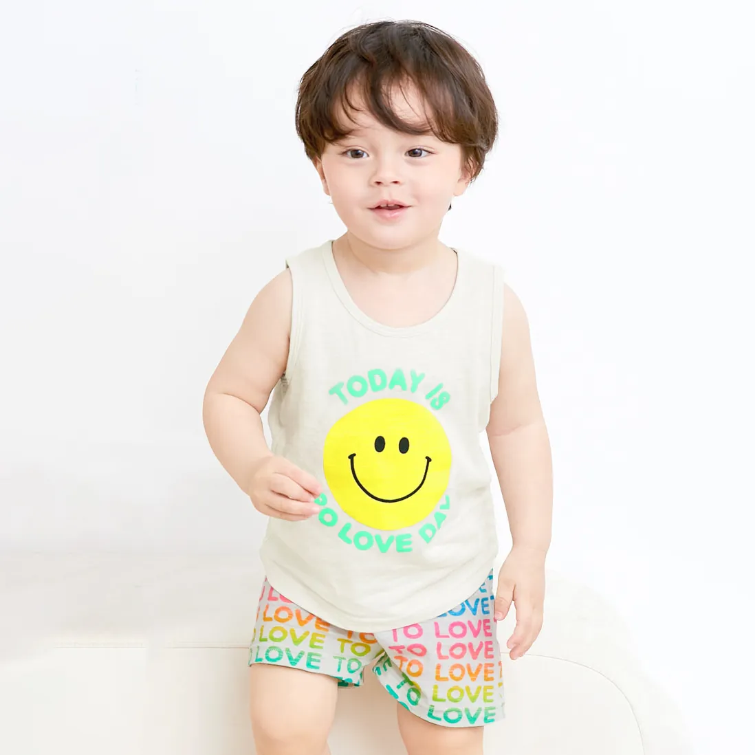 Ảnh Đồ bộ ba lỗ sát nách quần áo thun cotton mịn mặc nhà mùa hè cho bé trai và bé gái  Unifriend Hàn Quốc U2023-35 4