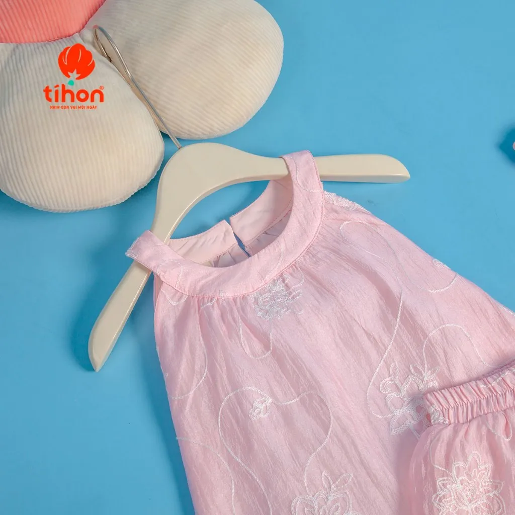 Ảnh Đồ bộ bé gái TIHON cao cấp chất liệu tơ mềm mại thoáng mát cho bé SET0786093 4