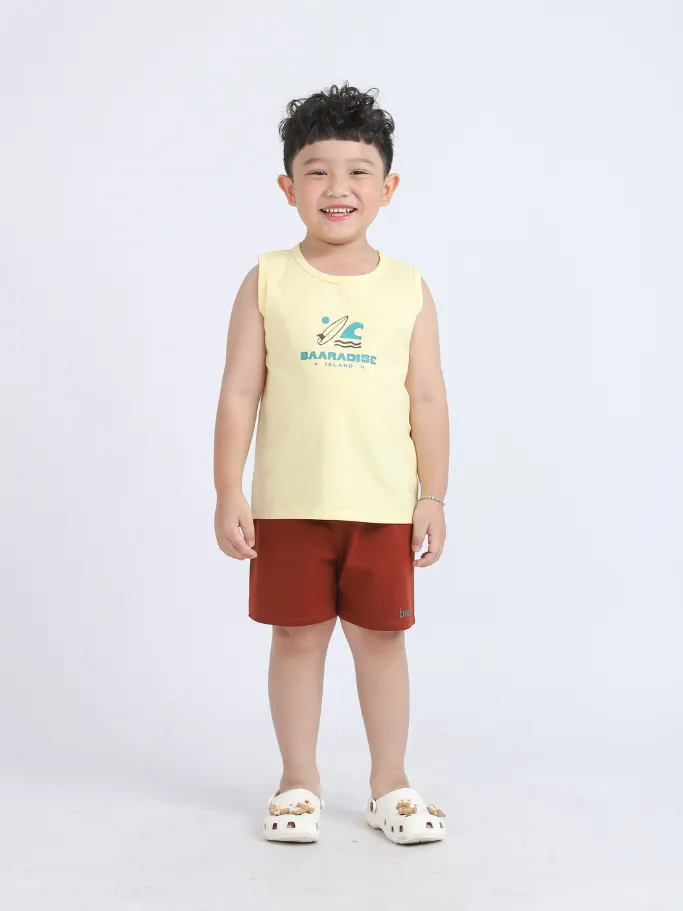Ảnh Đồ Bộ Bé Trai Ba Lỗ Sát Nách Thun Cotton Họa Tiết Khủng Long (1-10 Tuổi) BaaBaby - B-BC-DB10C 1