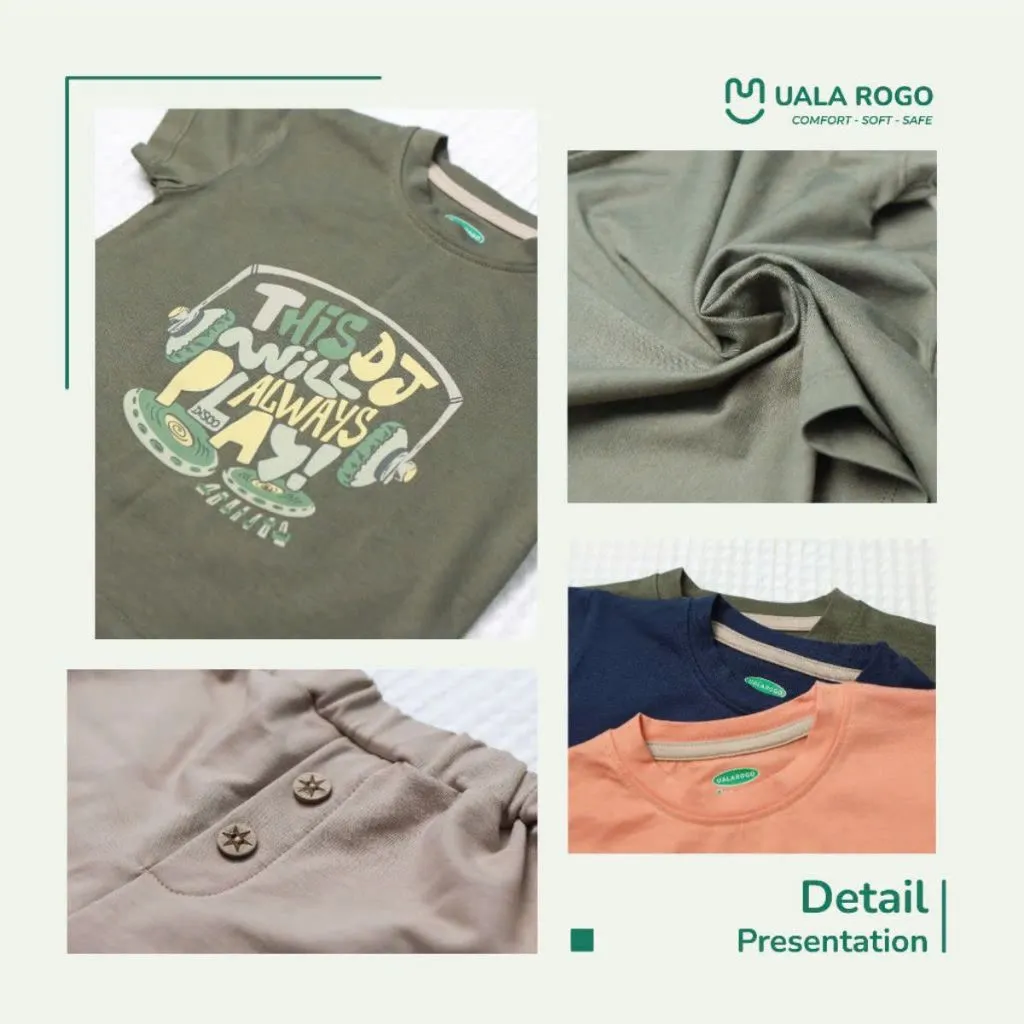 Ảnh Đồ bộ bé trai bé gái Ualarogo cộc tay mặc nhà 1-5 tuổi vải Cotton Modal thấm hút co giãn mềm mại 3833 4