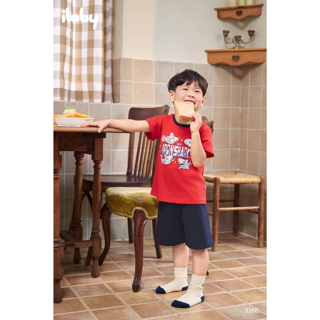 Ảnh Đồ bộ bé trai ILABY bộ thun cộc tay in hình Iron Shark chất liệu cotton 4 chiều  [3266] 4